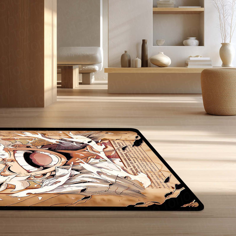 Monkey D. Luffy Gear 5 Wanted Poster Area Flat Rug | One Piece Gear Fifth Anime Flat Rug | Premium Anime Gaming Room Area Floor Decor