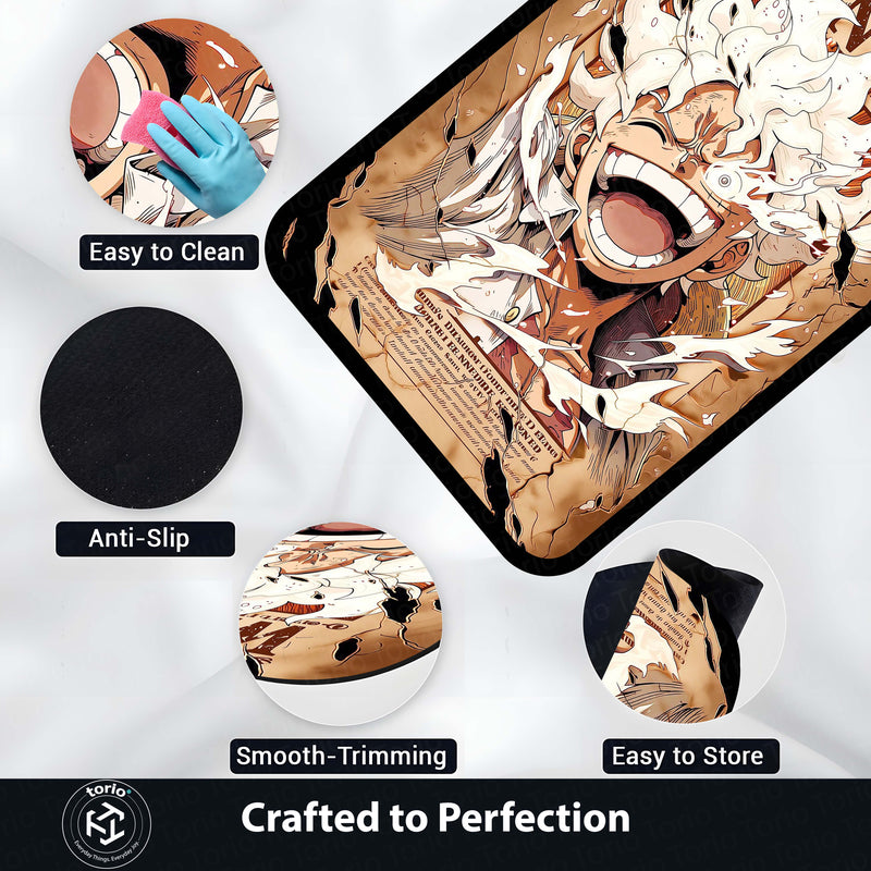 Monkey D. Luffy Gear 5 Wanted Poster Area Flat Rug | One Piece Gear Fifth Anime Flat Rug | Premium Anime Gaming Room Area Floor Decor