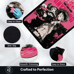Anime Pirate King Quote Area Rug | Luffy Inspired Floor Mat | “Doctor That Can Cure Anything” Anime Rug | Pink Aesthetic Gaming Room Carpet | Anti-Slip 3 mm Washable Mat