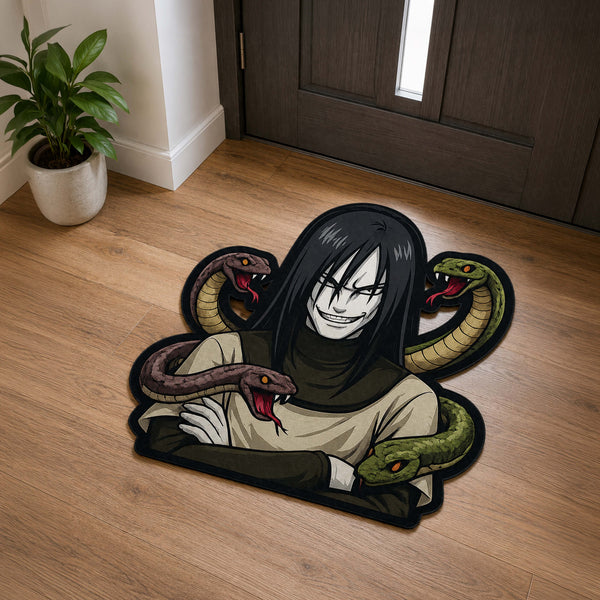 Orochimaru Cut-out Flat Rug | Naruto Legendary Sannin Anime Floor Rug | Premium Snake Sage Gaming Room Decor