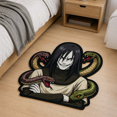 Orochimaru Cut-out Flat Rug | Naruto Legendary Sannin Anime Floor Rug | Premium Snake Sage Gaming Room Decor