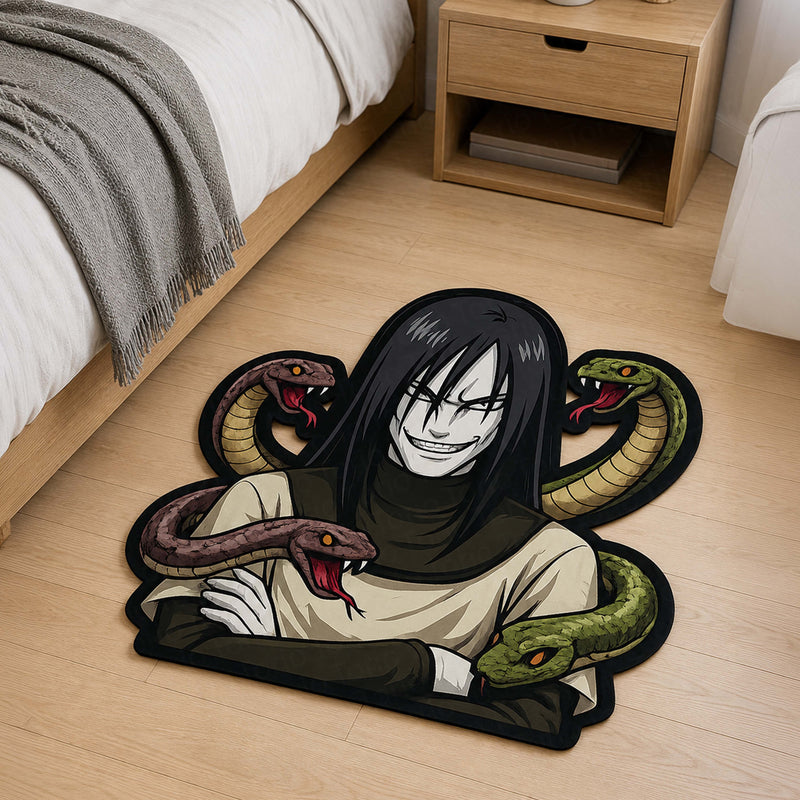 Orochimaru Cut-out Flat Rug | Naruto Legendary Sannin Anime Floor Rug | Premium Snake Sage Gaming Room Decor