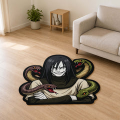 Orochimaru Cut-out Flat Rug | Naruto Legendary Sannin Anime Floor Rug | Premium Snake Sage Gaming Room Decor