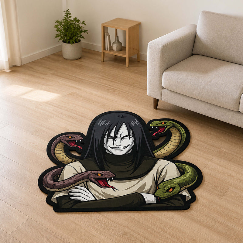 Orochimaru Cut-out Flat Rug | Naruto Legendary Sannin Anime Floor Rug | Premium Snake Sage Gaming Room Decor