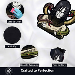 Orochimaru Cut-out Flat Rug | Naruto Legendary Sannin Anime Floor Rug | Premium Snake Sage Gaming Room Decor