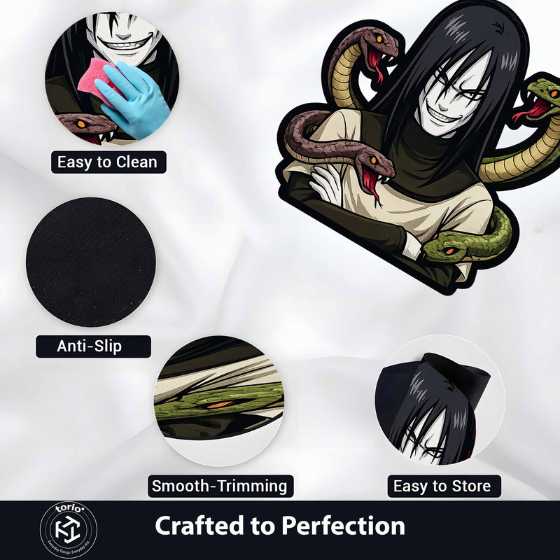 Orochimaru Cut-out Flat Rug | Naruto Legendary Sannin Anime Floor Rug | Premium Snake Sage Gaming Room Decor