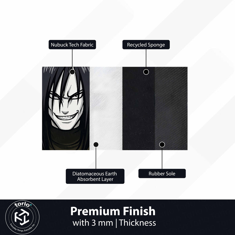 Orochimaru Cut-out Flat Rug | Naruto Legendary Sannin Anime Floor Rug | Premium Snake Sage Gaming Room Decor