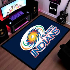 Mumbai Indians Fan Floor Mat (3 mm Thick) | Bold Blue Cricket Team Inspired Rug for Bedroom, Gaming Room & Fan Spaces