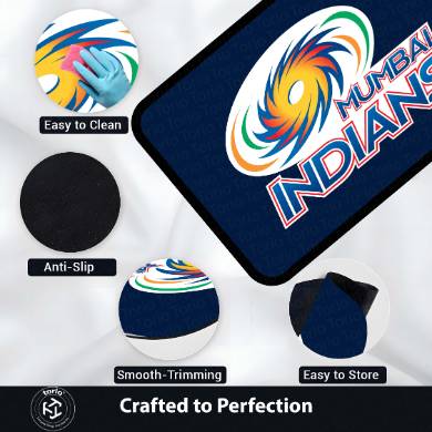 Mumbai Indians Fan Floor Mat (3 mm Thick) | Bold Blue Cricket Team Inspired Rug for Bedroom, Gaming Room & Fan Spaces