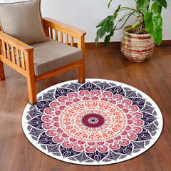Elegant Mandala Art Circular Floor Mat (3 mm Thick) | Modern Boho Round Rug for Living Room, Bedroom, Meditation & Home Decor