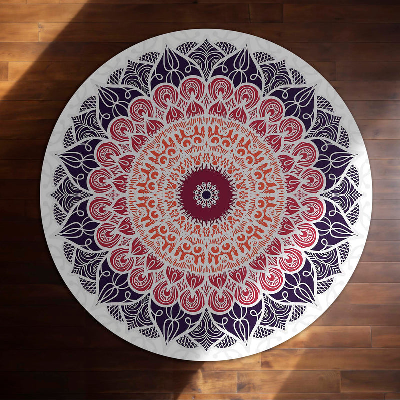 Elegant Mandala Art Circular Floor Mat (3 mm Thick) | Modern Boho Round Rug for Living Room, Bedroom, Meditation & Home Decor