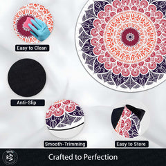 Elegant Mandala Art Circular Floor Mat (3 mm Thick) | Modern Boho Round Rug for Living Room, Bedroom, Meditation & Home Decor