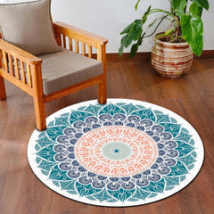 Elegant Mandala Art Circular Floor Mat (3 mm Thick) | Modern Boho Round Rug for Living Room, Bedroom, Meditation & Home Decor 01