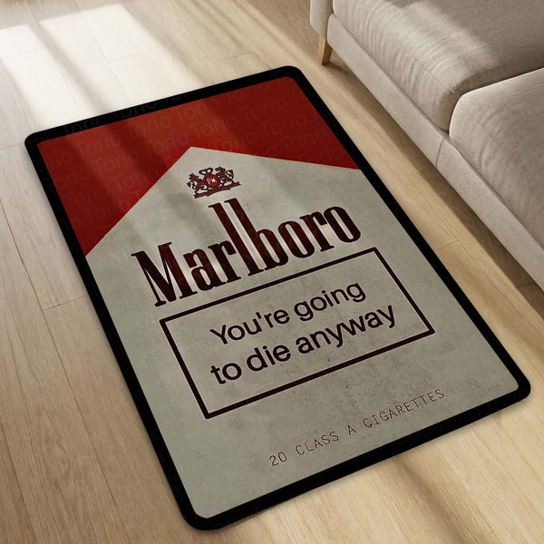 Vintage Marlboro Racing Inspired Area Rug | Classic Retro Motorsport Floor Mat | Iconic Tobacco Brand Heritage Decor for Garage, Man Cave & Race Enthusiast Spaces