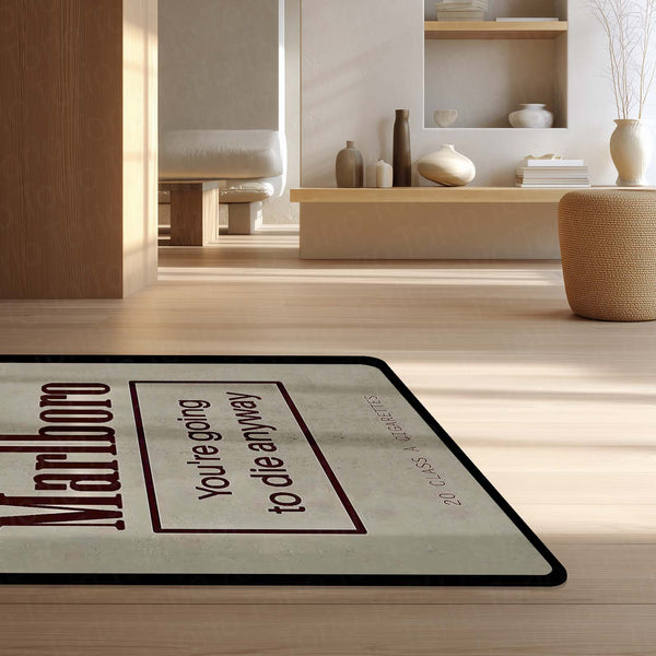 Vintage Marlboro Racing Inspired Area Rug | Classic Retro Motorsport Floor Mat | Iconic Tobacco Brand Heritage Decor for Garage, Man Cave & Race Enthusiast Spaces