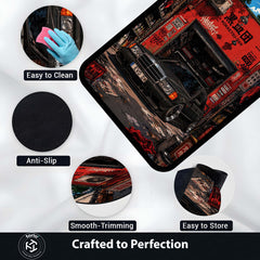 Mercedes-Benz 190E Evolution II JDM Garage Area Flat Rug | Classic Mercedes 190E EVO II Performance Car Flat Rug | Premium Automotive Gaming Room Area Floor Decor