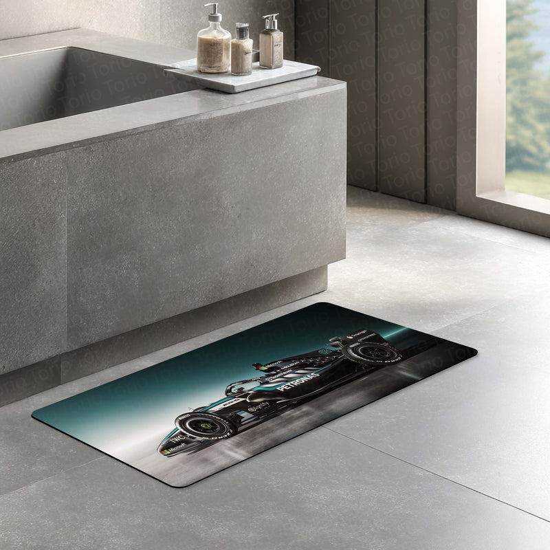 Mercedes-AMG F1 W17 E Performance Floor Mat (3 mm Thick) | Formula 1 Racing Car Bedroom Bedside Runner for Automotive Home Decor