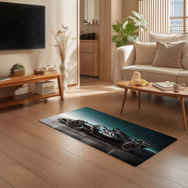 Mercedes-AMG F1 W17 E Performance Floor Mat (3 mm Thick) | Formula 1 Racing Car Bedroom Bedside Runner for Automotive Home Decor