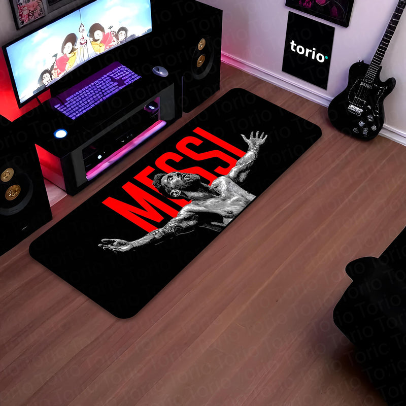 Lionel Messi Football Legend Bedside Runner Flat Rug | GOAT Soccer Bedroom Runner for Sports Fan Room Decor