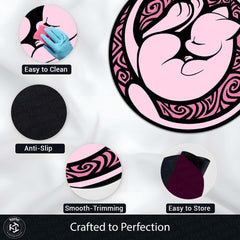 Mew Round Rug | Pokémon Pink Anime Floor Mat | Cute Anti-Slip 3 mm Absorbent Circle Rug for Bedroom, Gaming Room & Pokémon Fans