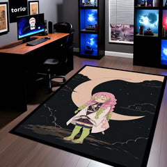 Mitsuri Kanroji Demon Slayer Area Flat Rug | Love Hashira Moonlit Anime Area Flat Rug | Premium Anime Bedroom & Gaming Room Floor Decor