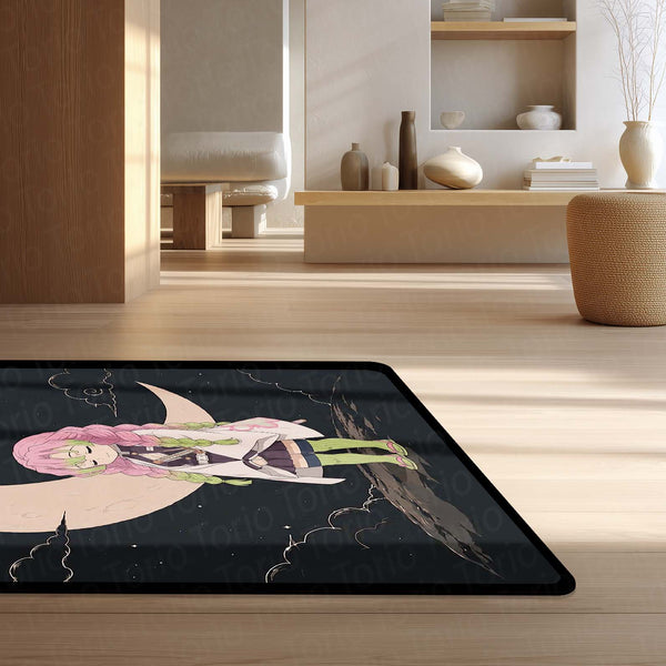 Mitsuri Kanroji Demon Slayer Area Flat Rug | Love Hashira Moonlit Anime Area Flat Rug | Premium Anime Bedroom & Gaming Room Floor Decor