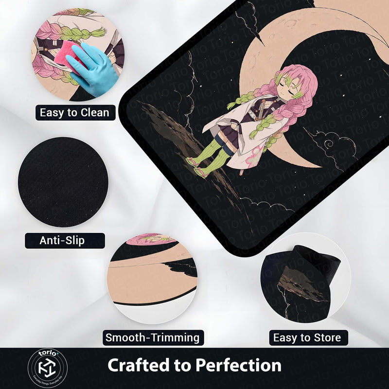 Mitsuri Kanroji Demon Slayer Area Flat Rug | Love Hashira Moonlit Anime Area Flat Rug | Premium Anime Bedroom & Gaming Room Floor Decor