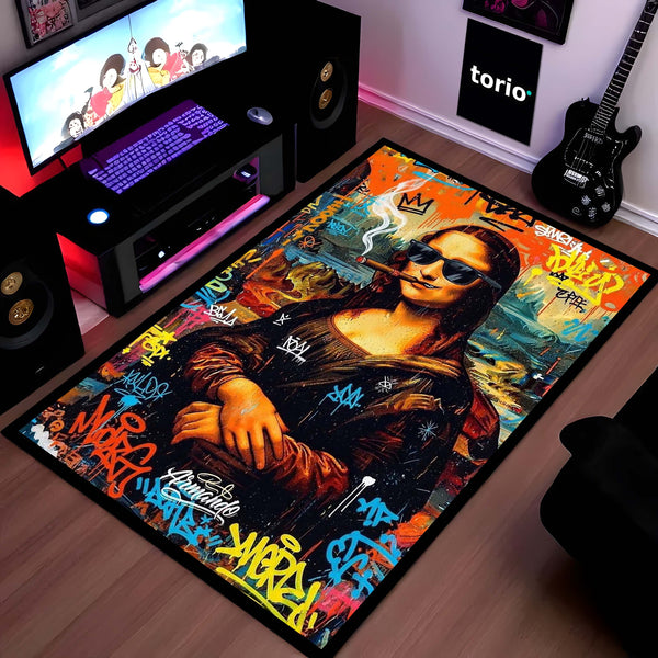 Mona Lisa Area Rug | Modern Renaissance Classic Floor Mat | Artistic & Quirky Home Decor for Art Lovers, Studios & Contemporary Living Spaces