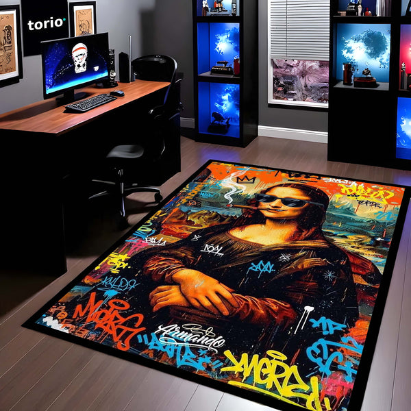 Mona Lisa Area Rug | Modern Renaissance Classic Floor Mat | Artistic & Quirky Home Decor for Art Lovers, Studios & Contemporary Living Spaces