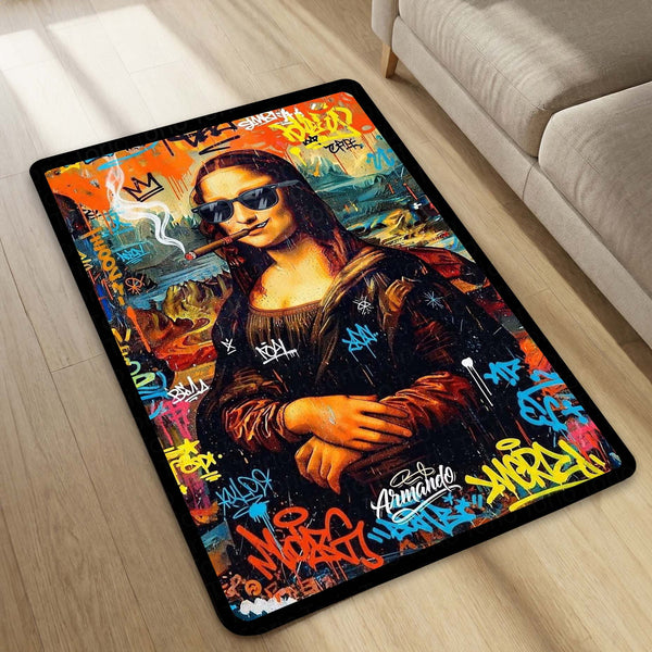 Mona Lisa Area Rug | Modern Renaissance Classic Floor Mat | Artistic & Quirky Home Decor for Art Lovers, Studios & Contemporary Living Spaces