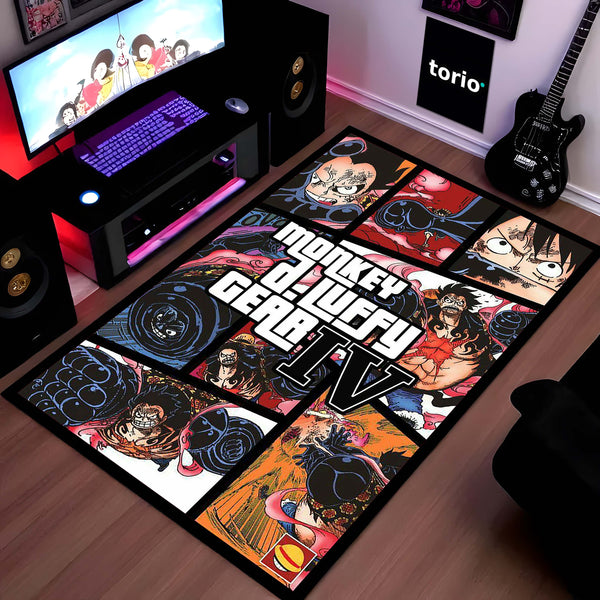 Monkey D. Luffy Gear 5 Area Flat Rug | One Piece Gear Fifth Anime Area Flat Rug | Premium Anime Gaming Room Floor Decor