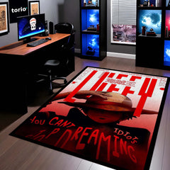 Monkey D Luffy Anime Area Rug | One Piece Straw Hat Pirate Floor Mat | Anti-Slip 3mm Absorbent Rug for Bedroom, Gaming Room, Bathroom & Otaku Decor