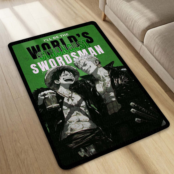 Anime Brothers Area Rug | Luffy Zoro Inspired Floor Mat | One Piece Anime Carpet | Pirate Theme Rug for Gaming Room, Bedroom & Otaku Decor