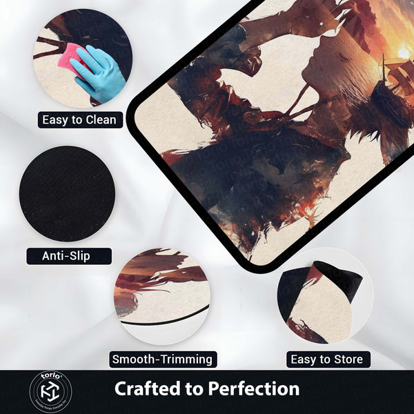 Monkey D Luffy Anime Area Rug | One Piece Sunset Art Floor Mat | Straw Hat Pirate Aesthetic Rug for Bedroom, Gaming Room & Otaku Decor