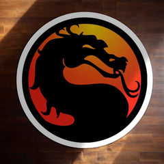 Mortal Kombat Dragon Logo Round Rug | Gaming Floor Mat | Anti-Slip 3 mm Absorbent Circle Rug for Bedroom, Gaming Setup & Retro Arcade Fans