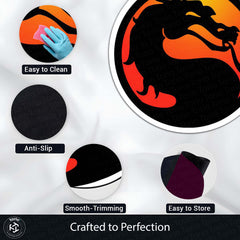 Mortal Kombat Dragon Logo Round Rug | Gaming Floor Mat | Anti-Slip 3 mm Absorbent Circle Rug for Bedroom, Gaming Setup & Retro Arcade Fans
