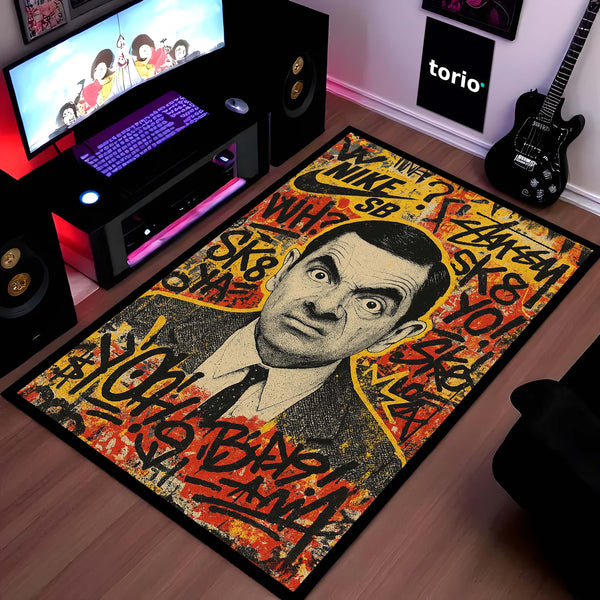 Mr. Bean Iconic Comedy Area Rug | Nostalgic Rowan Atkinson Character Floor Mat | Fun & Quirky Decor for Entertainment Rooms, Dorms & Retro TV Fans