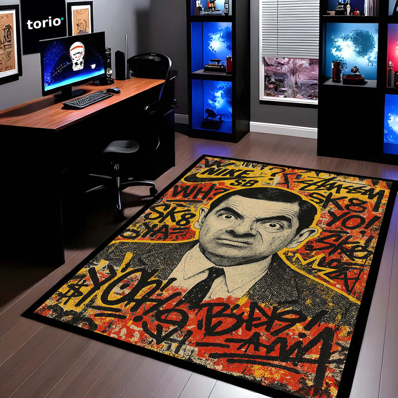 Mr. Bean Iconic Comedy Area Rug | Nostalgic Rowan Atkinson Character Floor Mat | Fun & Quirky Decor for Entertainment Rooms, Dorms & Retro TV Fans