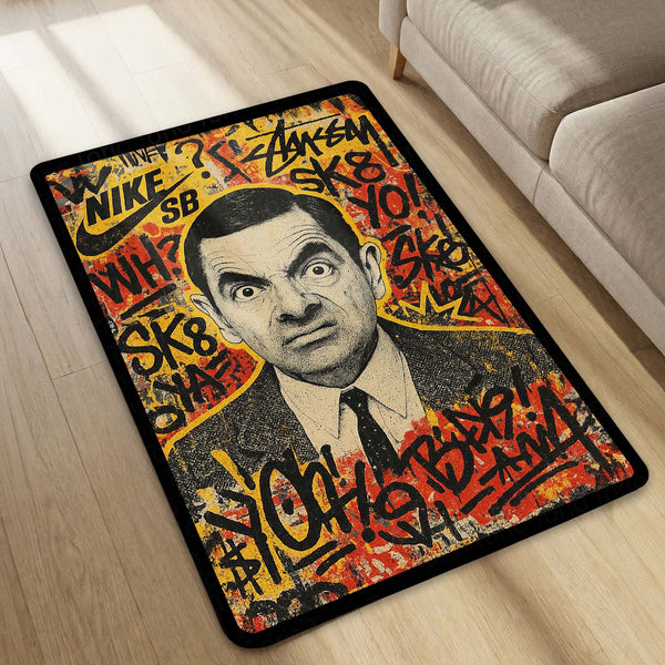 Mr. Bean Iconic Comedy Area Rug | Nostalgic Rowan Atkinson Character Floor Mat | Fun & Quirky Decor for Entertainment Rooms, Dorms & Retro TV Fans