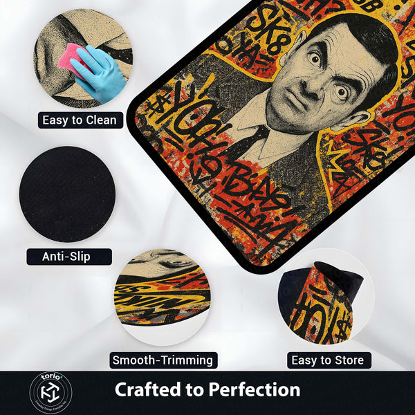 Mr. Bean Iconic Comedy Area Rug | Nostalgic Rowan Atkinson Character Floor Mat | Fun & Quirky Decor for Entertainment Rooms, Dorms & Retro TV Fans