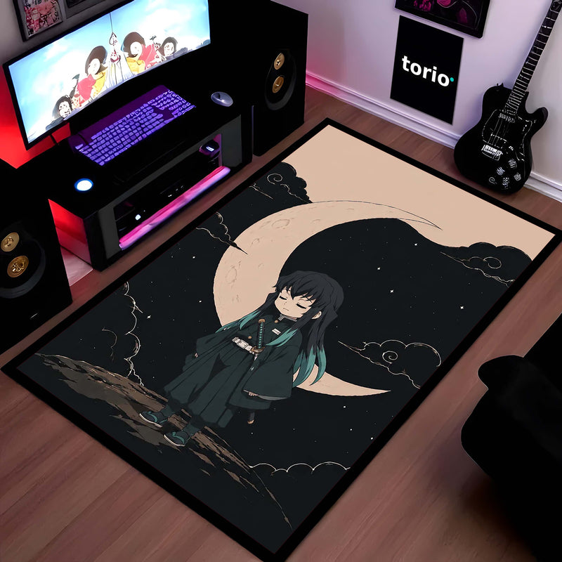 Muichiro Tokito Demon Slayer Area Flat Rug | Mist Hashira Moonlit Anime Area Flat Rug | Premium Anime Bedroom & Gaming Room Floor Decor
