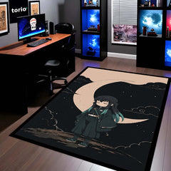 Muichiro Tokito Demon Slayer Area Flat Rug | Mist Hashira Moonlit Anime Area Flat Rug | Premium Anime Bedroom & Gaming Room Floor Decor
