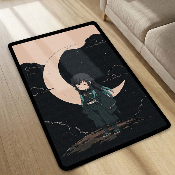 Muichiro Tokito Demon Slayer Area Flat Rug | Mist Hashira Moonlit Anime Area Flat Rug | Premium Anime Bedroom & Gaming Room Floor Decor