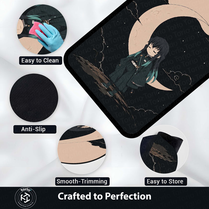Muichiro Tokito Demon Slayer Area Flat Rug | Mist Hashira Moonlit Anime Area Flat Rug | Premium Anime Bedroom & Gaming Room Floor Decor