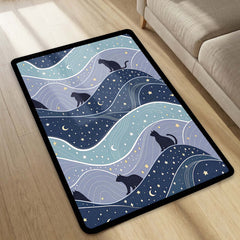 Mystic Droplet Cat Area Rug | Surreal Feline Art Floor Mat | Modern Fantasy Decorative Rug for Bedroom, Gaming Room & Living Room Decor
