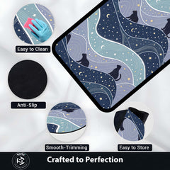 Mystic Droplet Cat Area Rug | Surreal Feline Art Floor Mat | Modern Fantasy Decorative Rug for Bedroom, Gaming Room & Living Room Decor