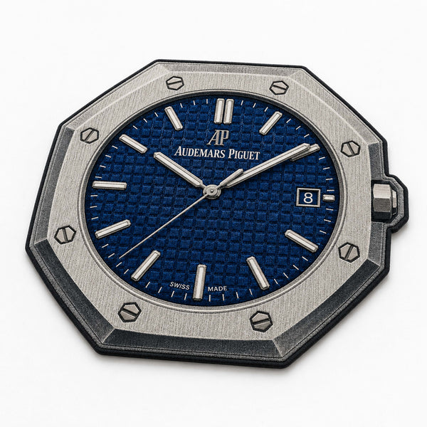 Luxury Audemars Piguet Royal Oak Blue Dial Flat Rug | Octagonal Watch Face Area Rug | Premium Luxury Timepiece Floor Mat for Bedroom, Gaming Room & Collector Décor