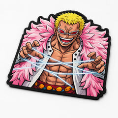 Donquixote Doflamingo Cut-out Flat Rug | One Piece Heavenly Demon Anime Floor Rug | Premium Villain Gaming Room Decor