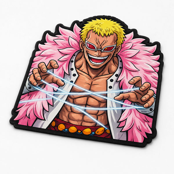 Donquixote Doflamingo Cut-out Flat Rug | One Piece Heavenly Demon Anime Floor Rug | Premium Villain Gaming Room Decor