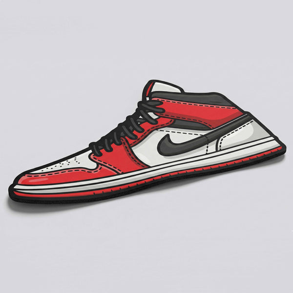 Air Jordan 1 Sneaker Art Floor Mat (3 mm Thick) | Iconic Red White High-Top Shoe Rug for Bedroom, Sneaker Room & Streetwear Home Decor